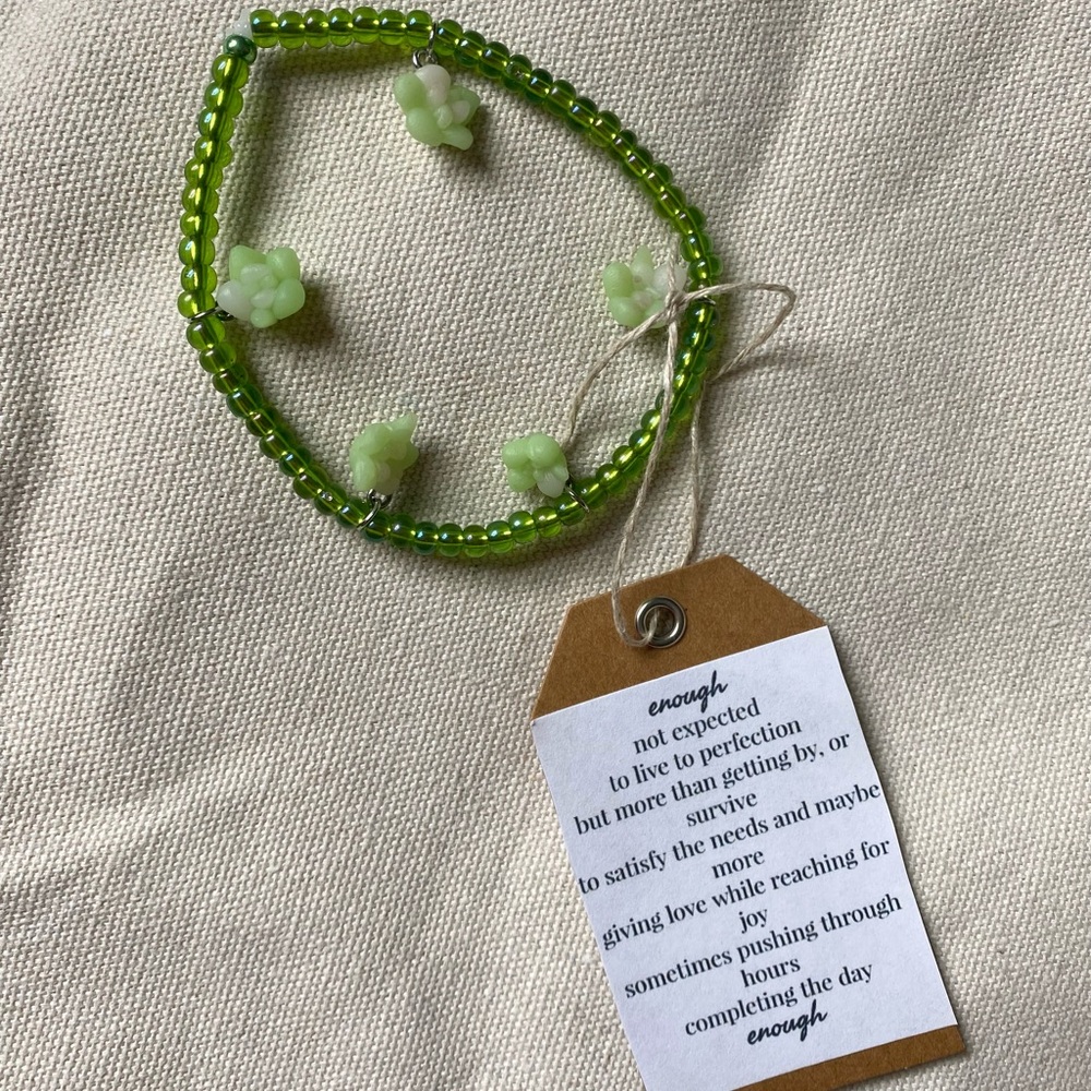 Green Handmade Succulent Charm Bracelet